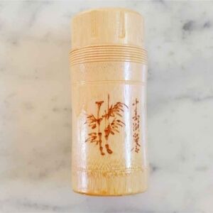 NWOT. Carved & Painted From Bamboo Stem Tea Canister Tighten by Twisting.